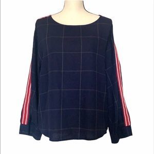 SEVEN SISTERS WOMEN PLAID LONG SLEEVE TOP